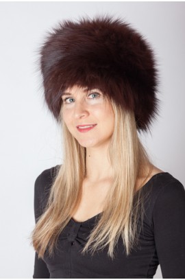 Dark brown fox fur hat